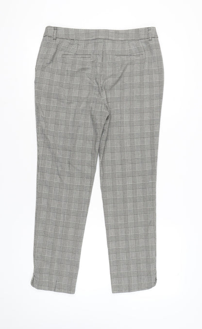 Tu Women Grey Check Chino Trousers Size 14 Regular Workwear