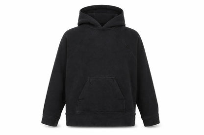 Front view of Kin Men’s Black Pullover Hoodie, size S, Cotton Fleece Casual
