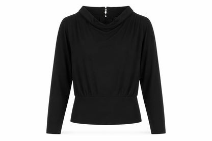Womens UK Size M French Connection Black Cowl Neck Blouse