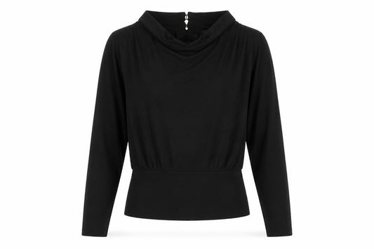 Womens UK Size M French Connection Black Cowl Neck Blouse