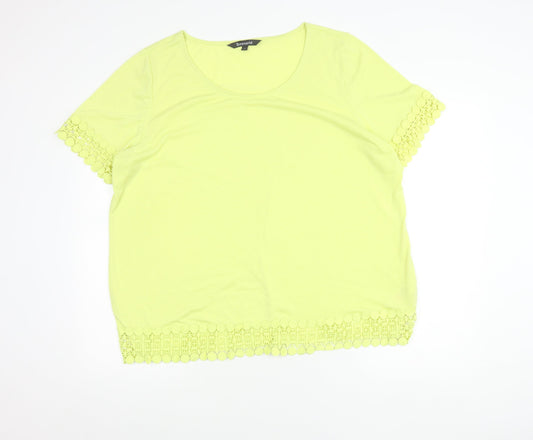 Bonmarché Womens Yellow Plus Size 22 Crochet Trim T-Shirt