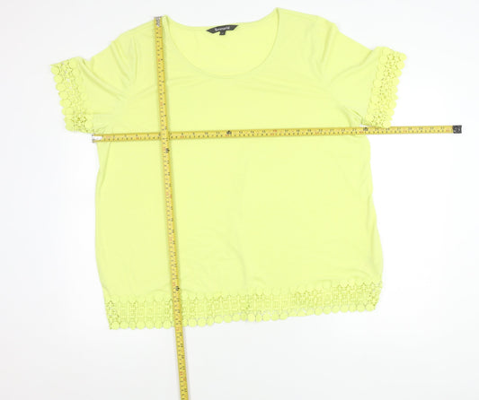 Bonmarché Womens Yellow Plus Size 22 Crochet Trim T-Shirt