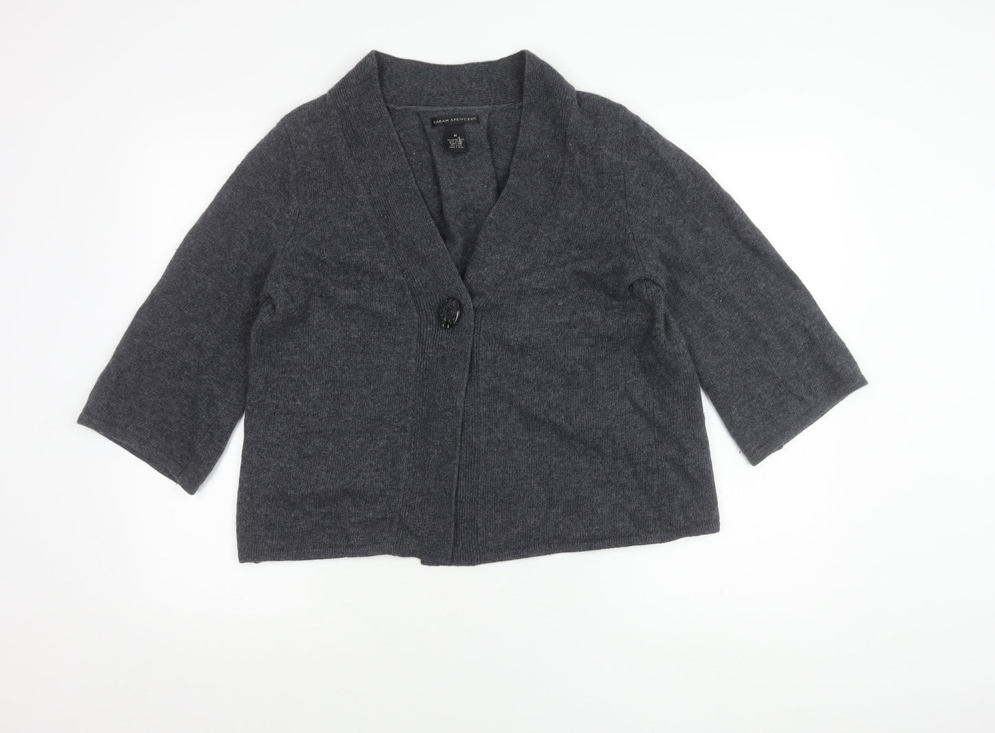 Sarah Spencer Women’s Grey Wool Angora Cardigan Size M V-Neck