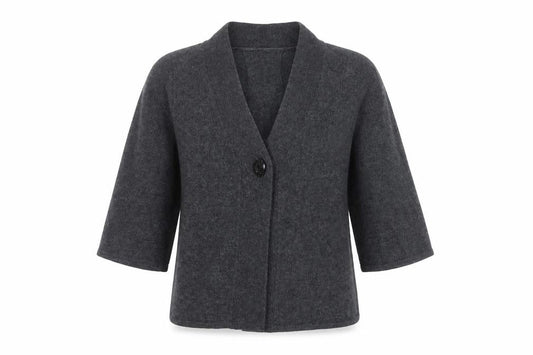 Sarah Spencer Women’s Grey Wool Angora Cardigan Size M V-Neck