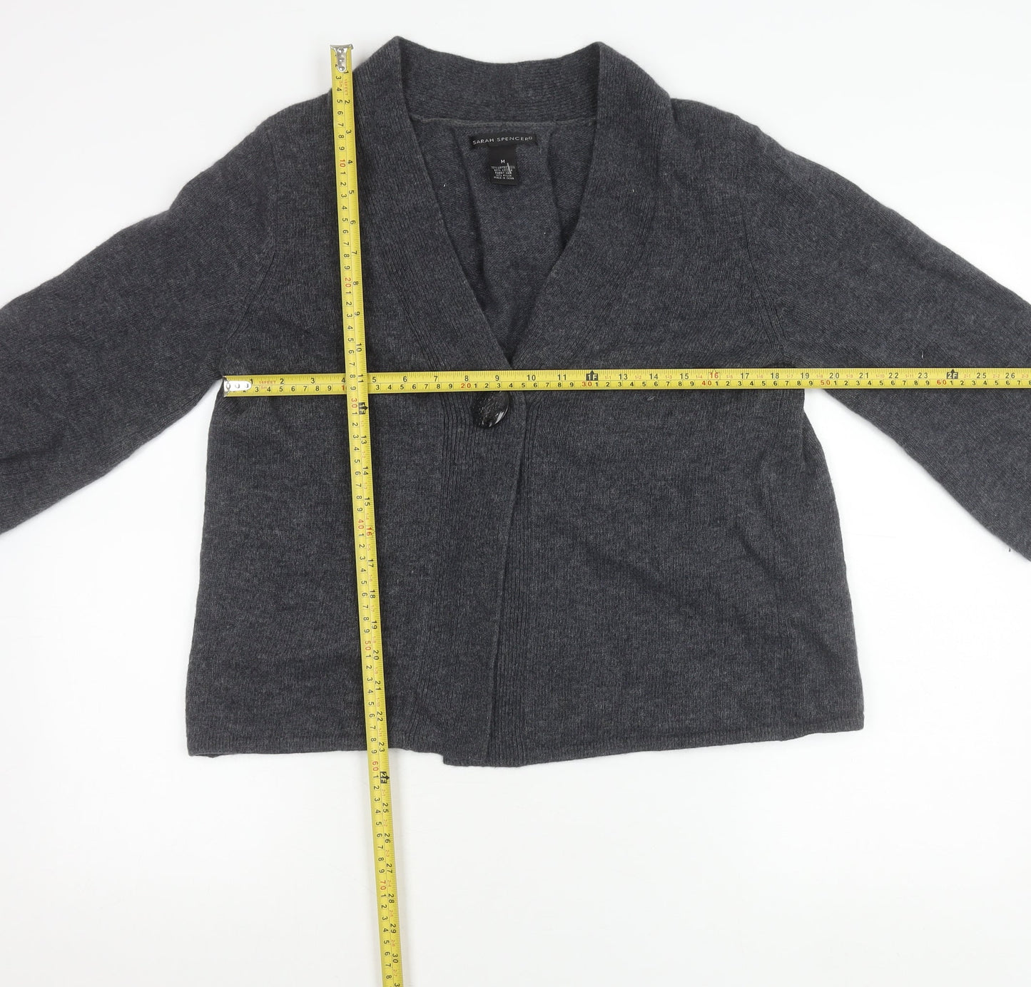 Sarah Spencer Women’s Grey Wool Angora Cardigan Size M V-Neck