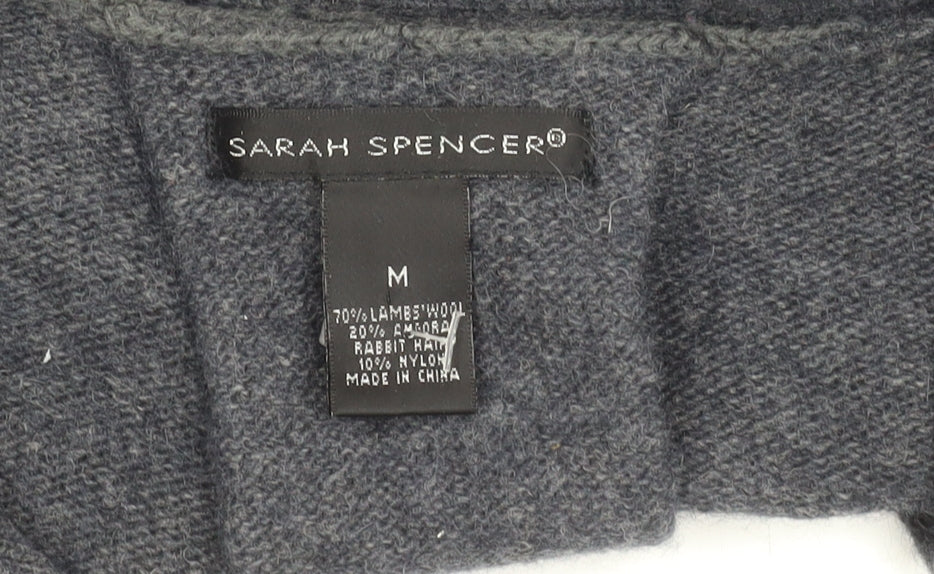 Sarah Spencer Women’s Grey Wool Angora Cardigan Size M V-Neck