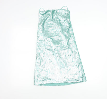 ASOS Women’s Green Sequin Slip Dress UK 4 Party Cocktail