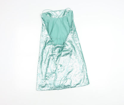 ASOS Women’s Green Sequin Slip Dress UK 4 Party Cocktail