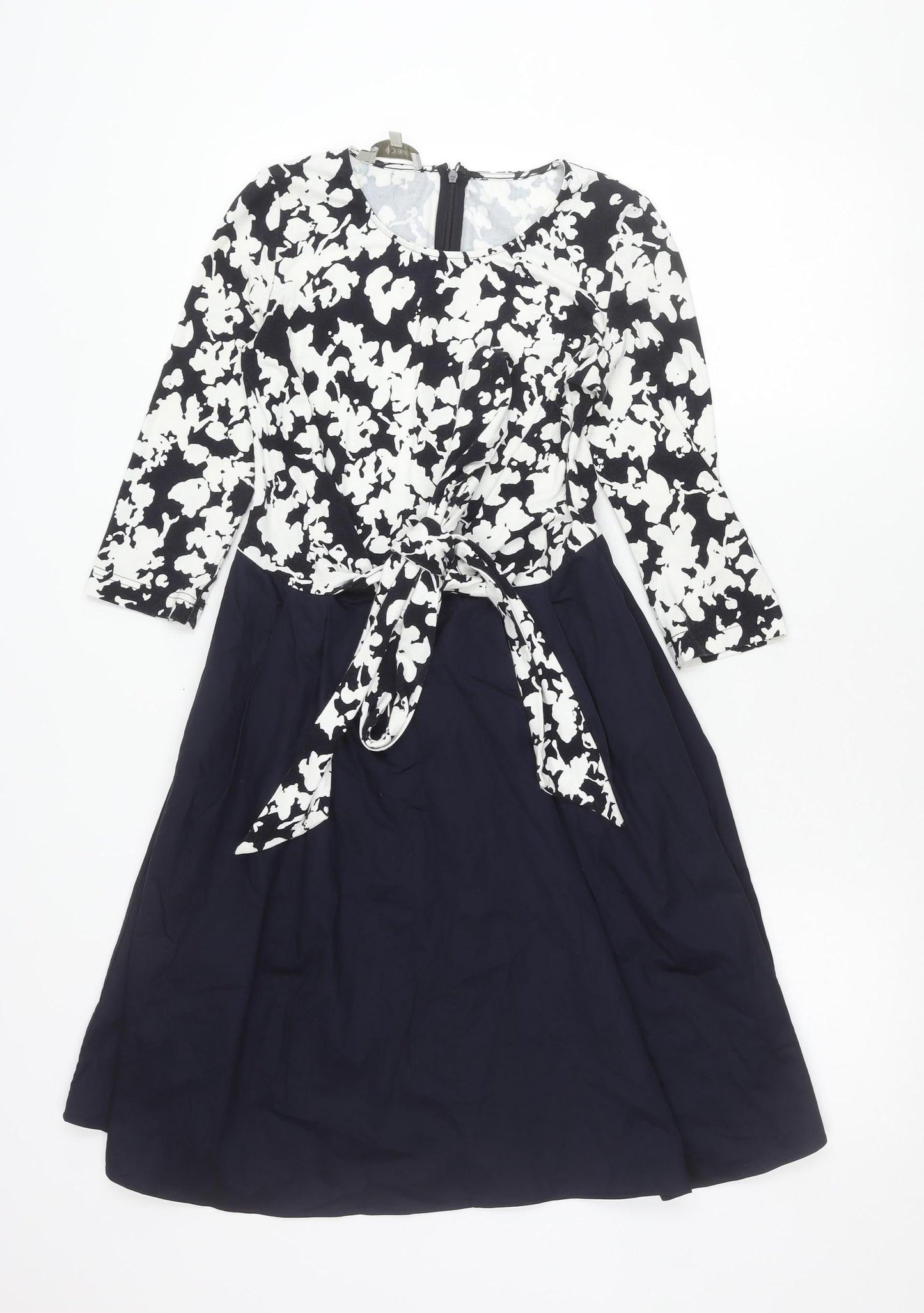 Hobbs Women’s Blue Floral Fit & Flare Dress Size 8 Long Sleeve