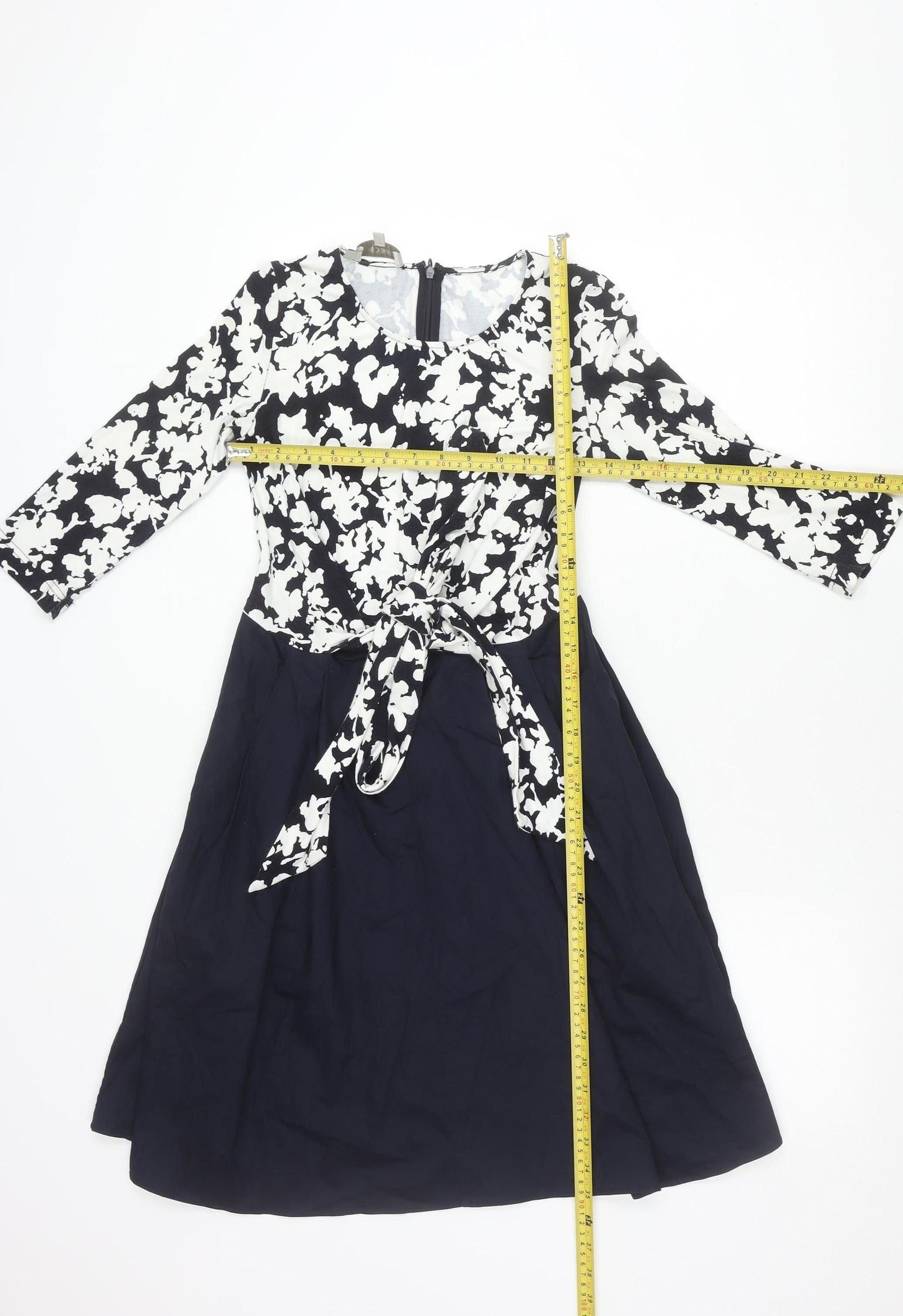 Hobbs Women’s Blue Floral Fit & Flare Dress Size 8 Long Sleeve