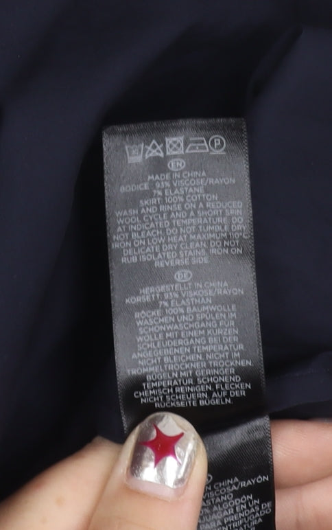 Hobbs Women’s Blue Floral Fit & Flare Dress Size 8 Long Sleeve