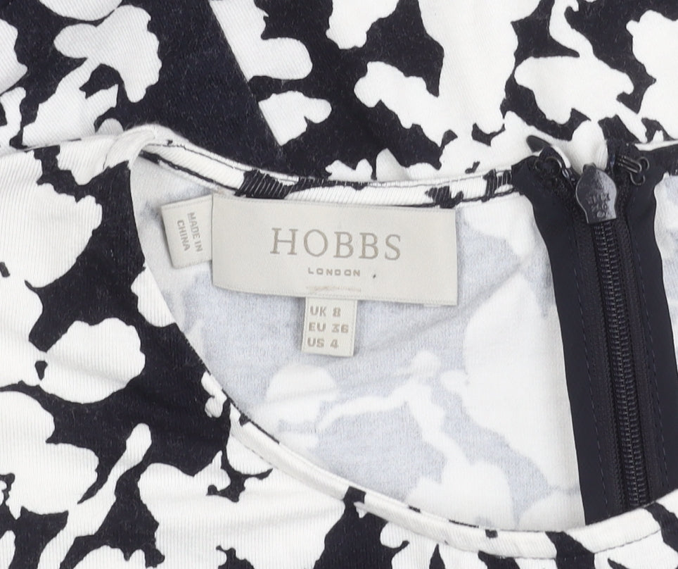 Hobbs Women’s Blue Floral Fit & Flare Dress Size 8 Long Sleeve
