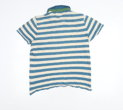 Ted Baker Men's Blue Striped Polo Shirt Size L Cotton Casual