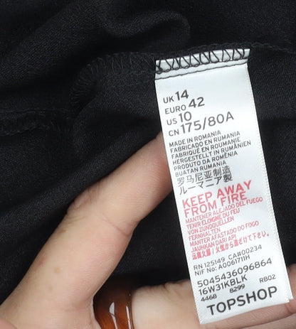 Topshop Women’s Black Satin Off Shoulder Wide Leg Jumpsuit UK 14