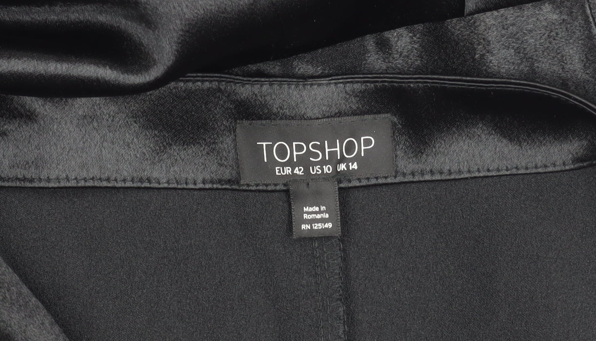 Topshop Women’s Black Satin Off Shoulder Wide Leg Jumpsuit UK 14