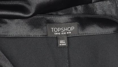 Topshop Women’s Black Satin Off Shoulder Wide Leg Jumpsuit UK 14