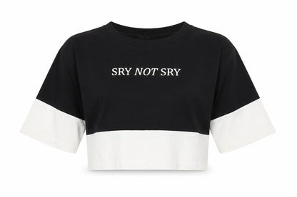 Monki Women’s Black White Pullover Sweatshirt S Slogan 3/4 Sleeve