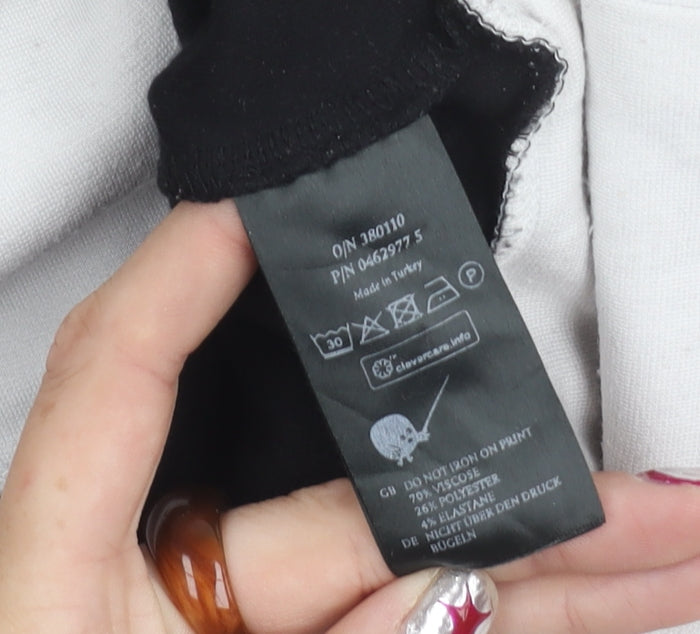 Monki Women’s Black White Pullover Sweatshirt S Slogan 3/4 Sleeve
