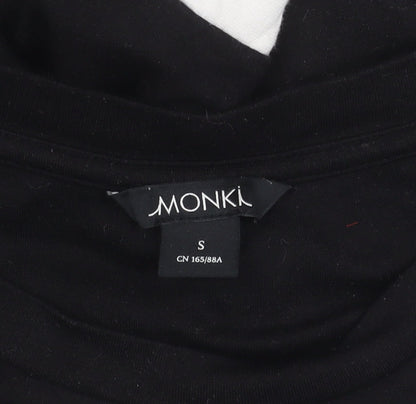 Monki Women’s Black White Pullover Sweatshirt S Slogan 3/4 Sleeve