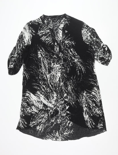 Roman Women’s Black White Abstract Shift Dress Size 20 Long Sleeve V-Neck