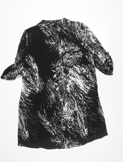Roman Women’s Black White Abstract Shift Dress Size 20 Long Sleeve V-Neck