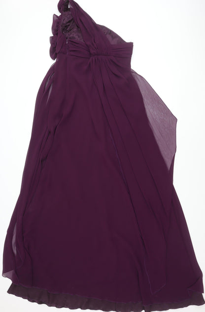 ABS by Allen Schwartz Women’s Purple One Shoulder Formal Gown Size 10
