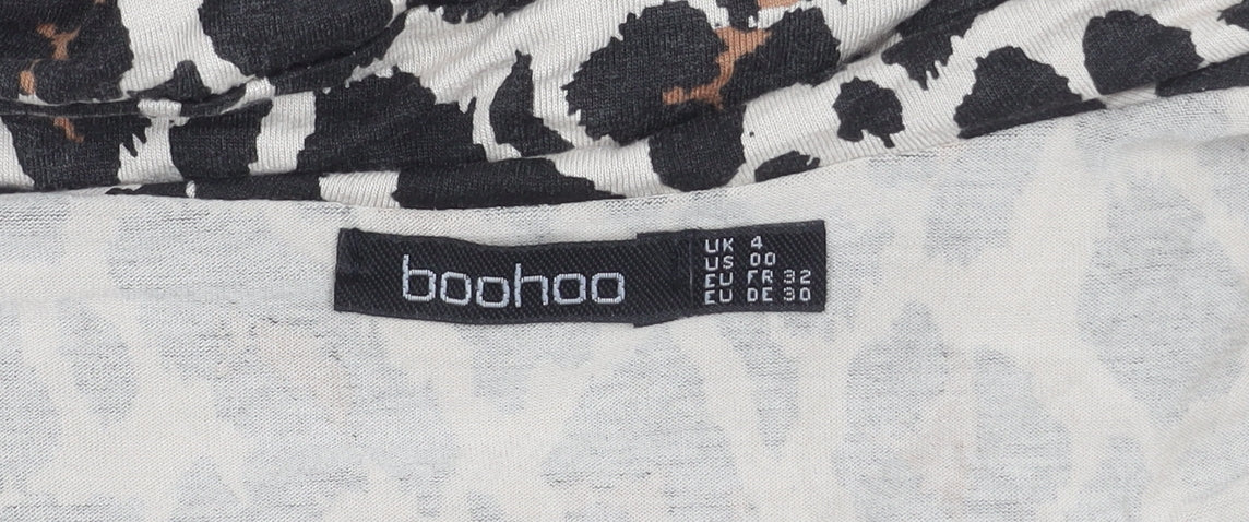 Boohoo Women’s Leopard Print Mini Wrap Dress UK 4 V-Neck