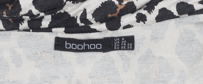 Boohoo Women’s Leopard Print Mini Wrap Dress UK 4 V-Neck