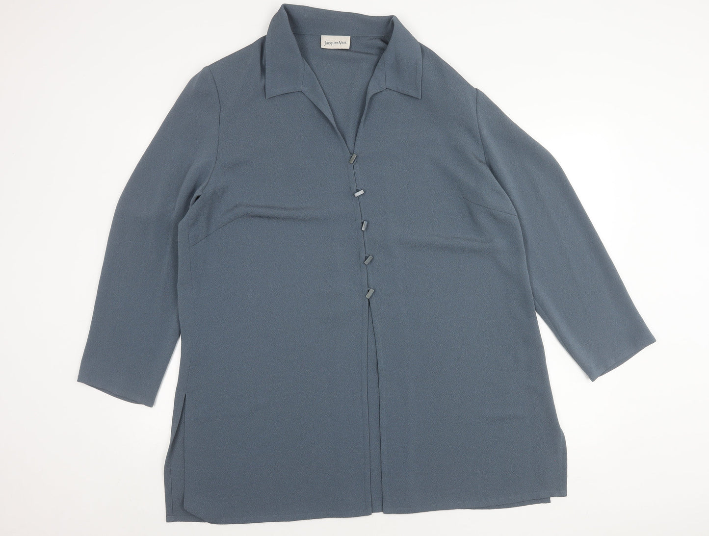 Jacques Vert Womens Blue Size 18 Collared Button Up Tunic Blouse