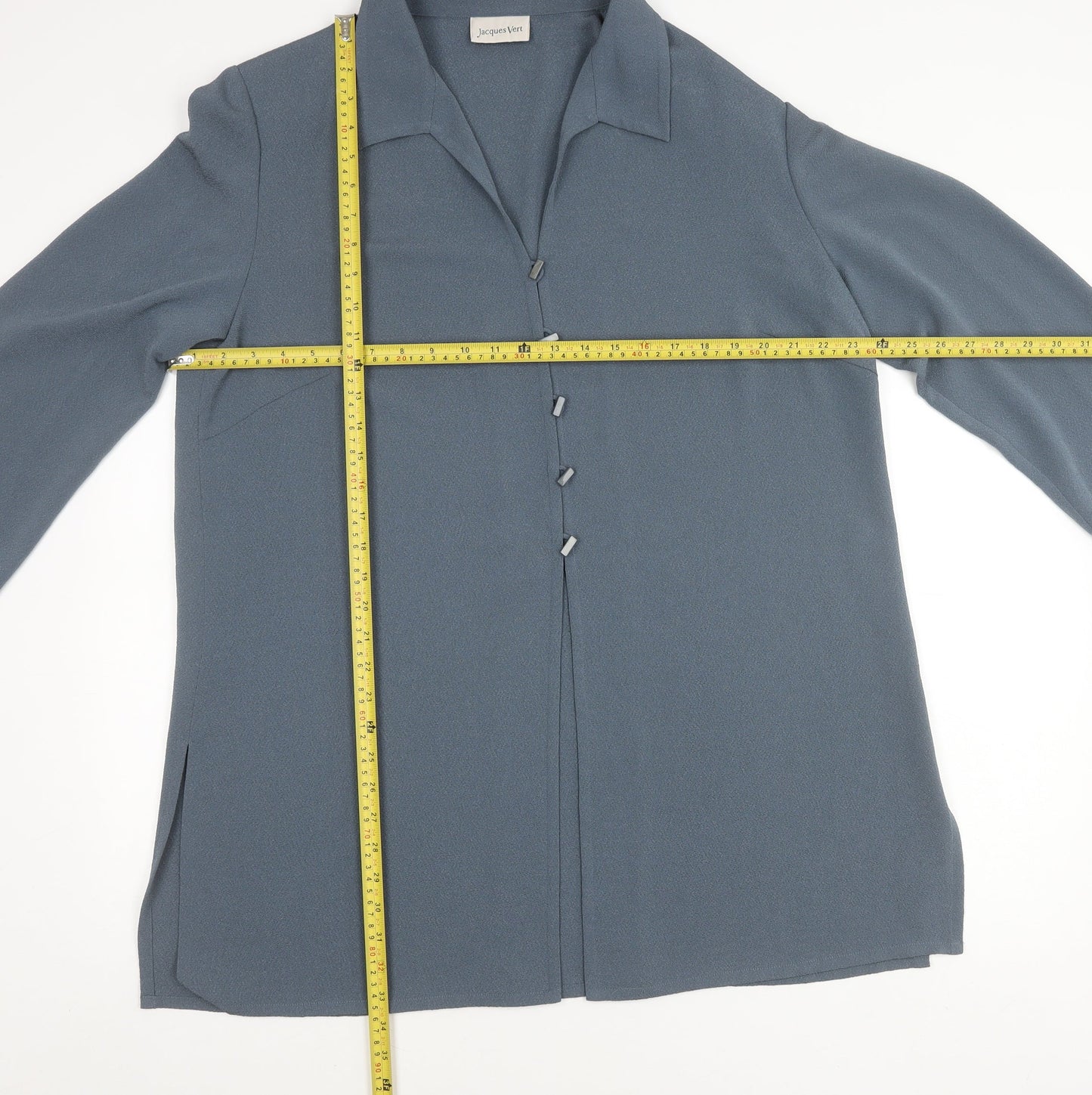 Jacques Vert Womens Blue Size 18 Collared Button Up Tunic Blouse