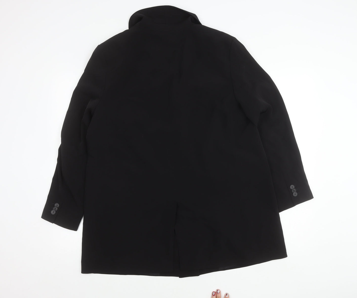 H&M Women Black Double-Breasted Blazer Jacket Size 12