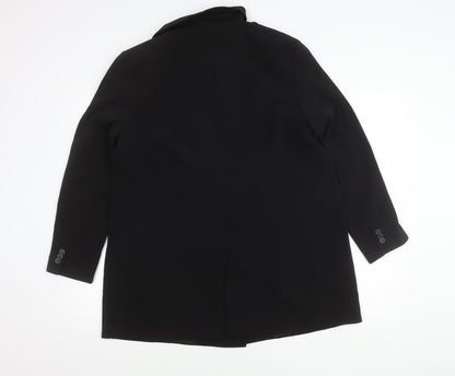 H&M Women Black Double-Breasted Blazer Jacket Size 12