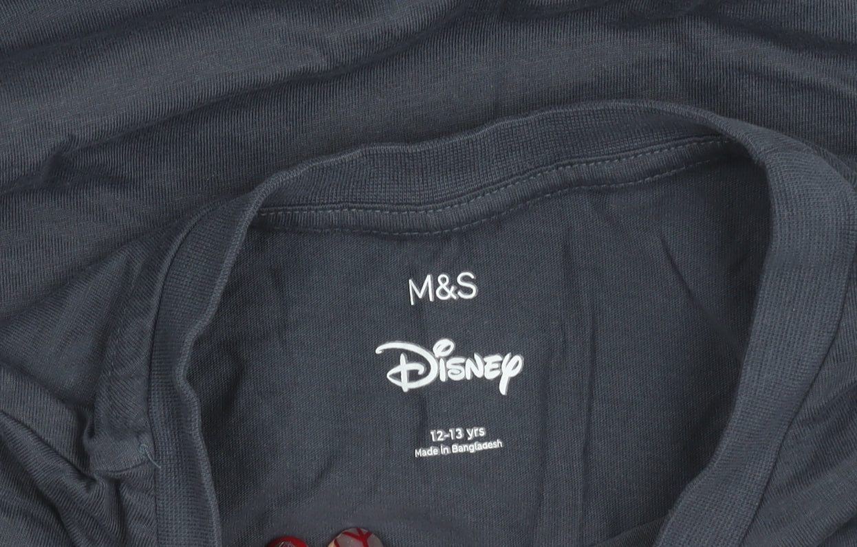 Marks and Spencer Girls Grey Stitch Disney Long Sleeve T-Shirt 12-13Y