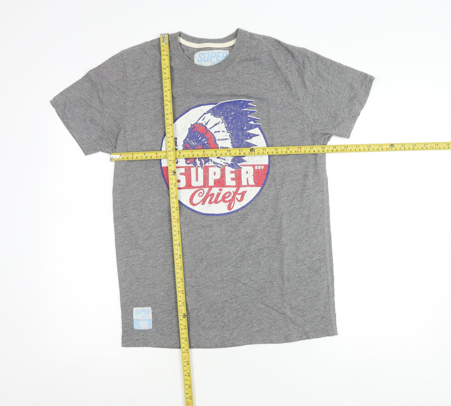 Superdry Mens Grey Graphic Print Retro Crew Neck T-Shirt Size S