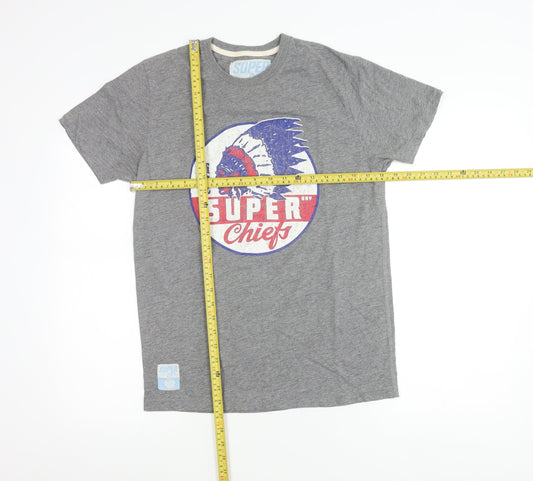 Superdry Mens Grey Graphic Print Retro Crew Neck T-Shirt Size S