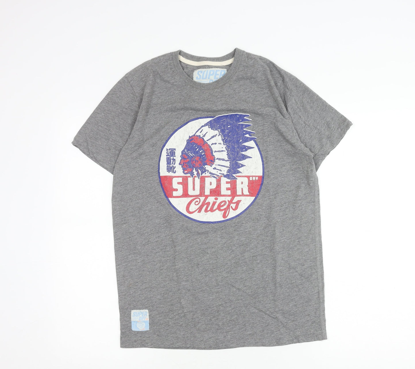 Superdry Mens Grey Graphic Print Retro Crew Neck T-Shirt Size S