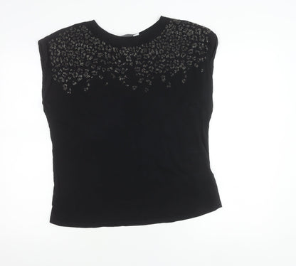 Womens UK Size M Mint Velvet Black Basic T-Shirt