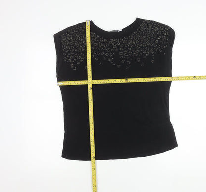 Womens UK Size M Mint Velvet Black Basic T-Shirt