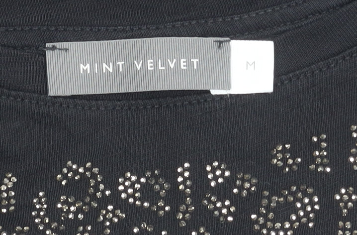 Womens UK Size M Mint Velvet Black Basic T-Shirt