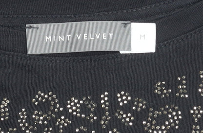 Womens UK Size M Mint Velvet Black Basic T-Shirt