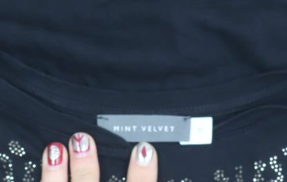 Womens UK Size M Mint Velvet Black Basic T-Shirt