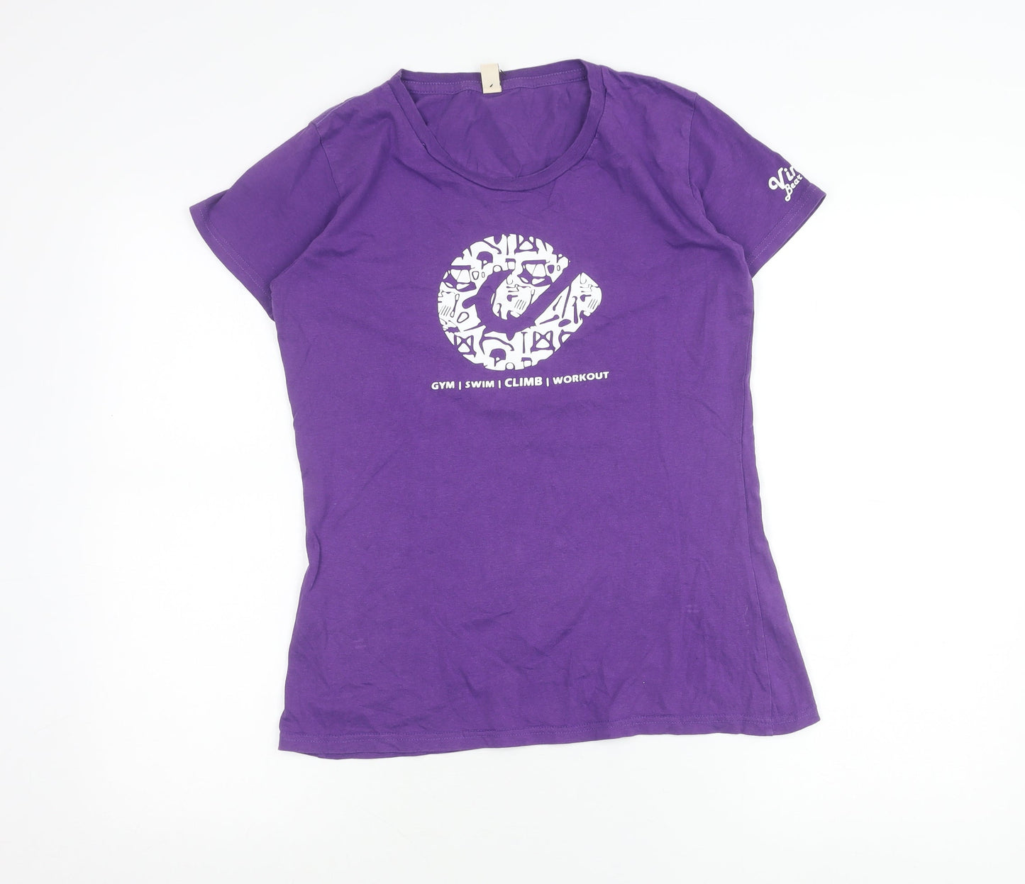 Womens UK Size L Earth Positive Purple Basic T-Shirt