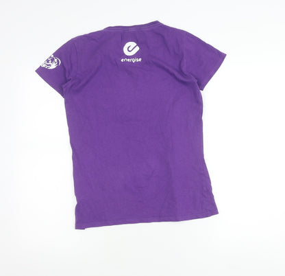Womens UK Size L Earth Positive Purple Basic T-Shirt