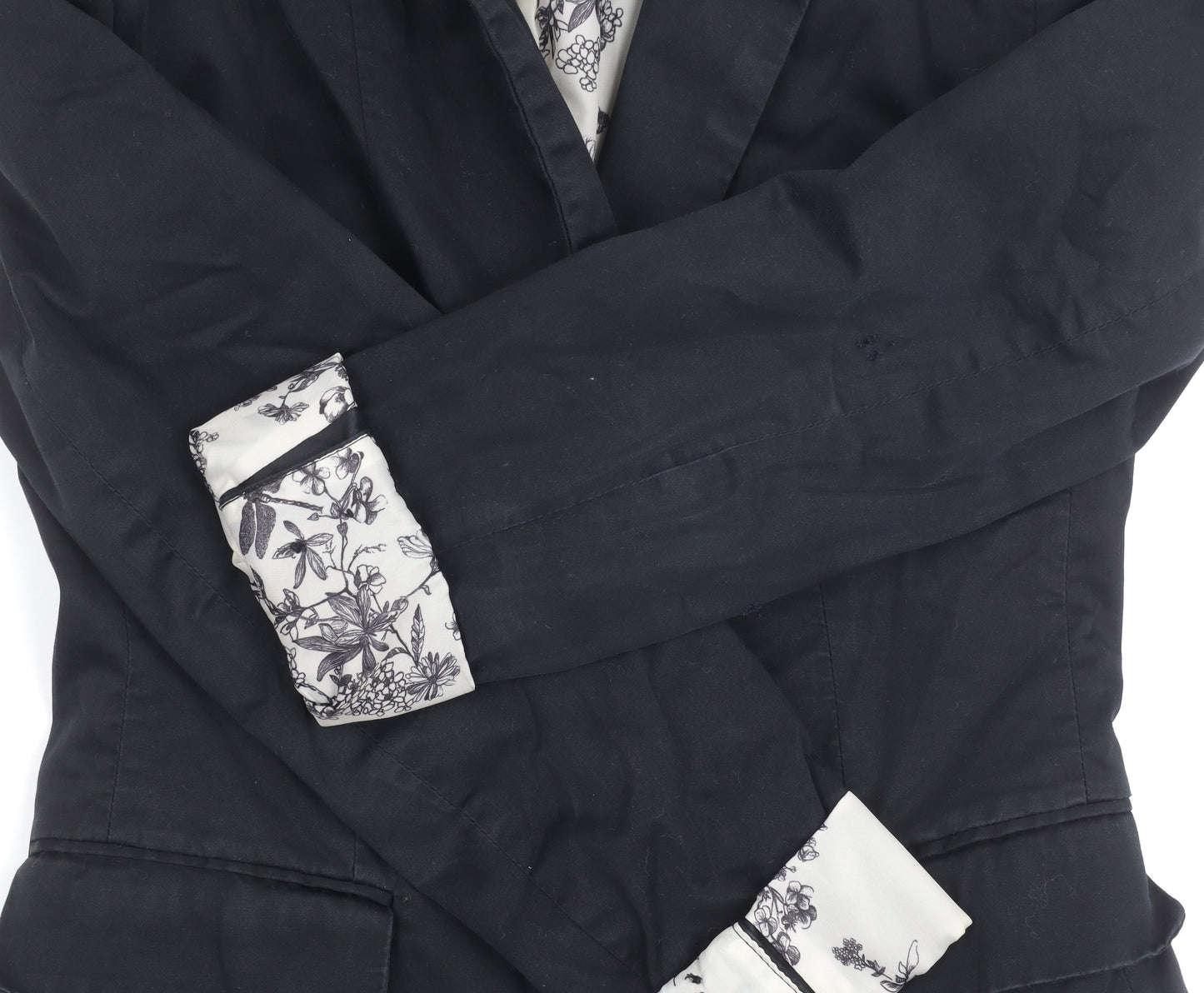 H&M Women's Black Size 6 Cotton Blend One-Button Blazer Jacket