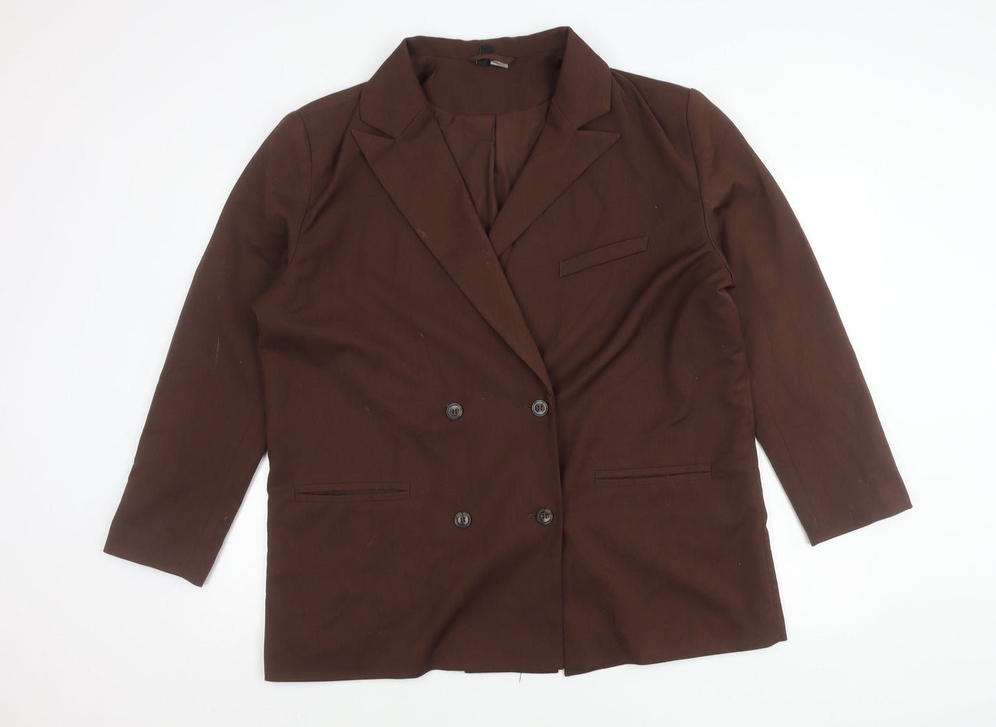 H&M Divided Womens Brown Double-Breasted Suit Jacket Size 12