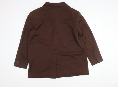 H&M Divided Womens Brown Double-Breasted Suit Jacket Size 12