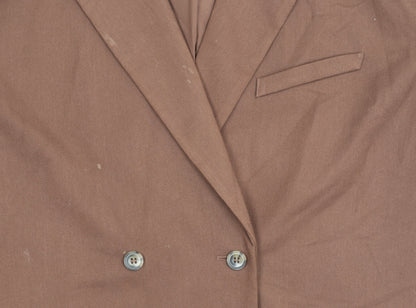 H&M Divided Womens Brown Double-Breasted Suit Jacket Size 12
