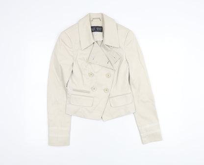 Armani Jeans Women Beige Cotton Pea Jacket Size 10 Collared