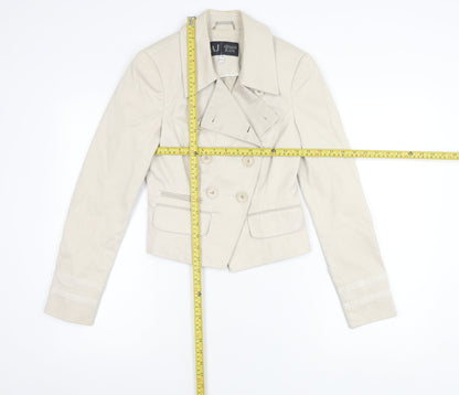 Armani Jeans Women Beige Cotton Pea Jacket Size 10 Collared