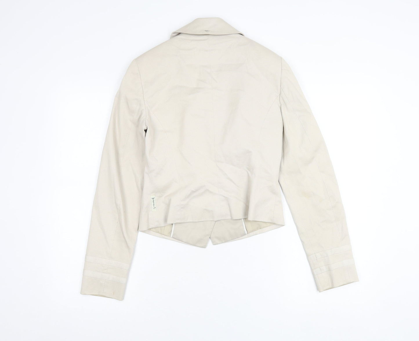 Armani Jeans Women Beige Cotton Pea Jacket Size 10 Collared